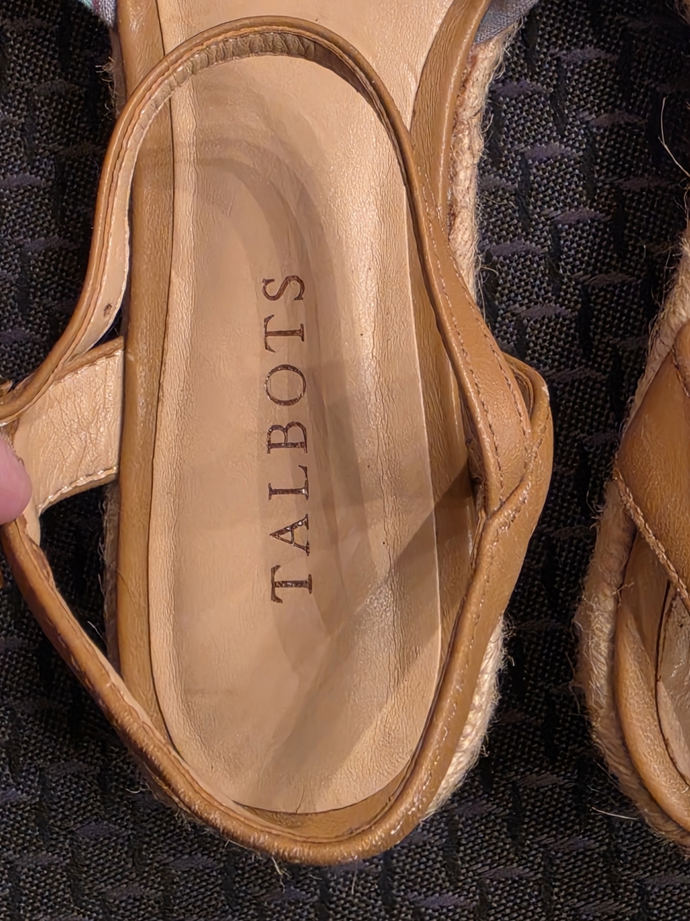 Talbots Tan Espadrille Sandals with Pink & Blue Plaid Knot Size 6.5 - Picture 5 of 9